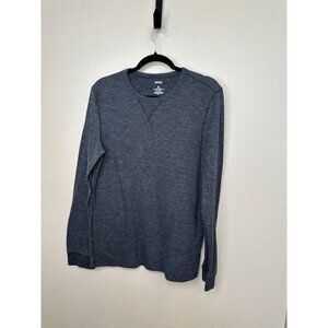 Sonoma Mens Gray Long Sleeve Waffle Knit Shirt M Cotton Crew Neck Thermal